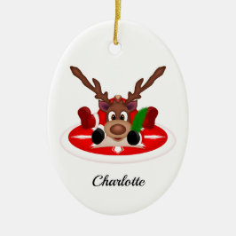 Kute, sluten julrenare anpassad julgransprydnad keramik