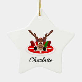 Kute, sluten julrenare anpassad julgransprydnad keramik