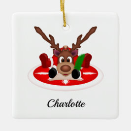 Kute, sluten julrenare anpassad julgransprydnad keramik