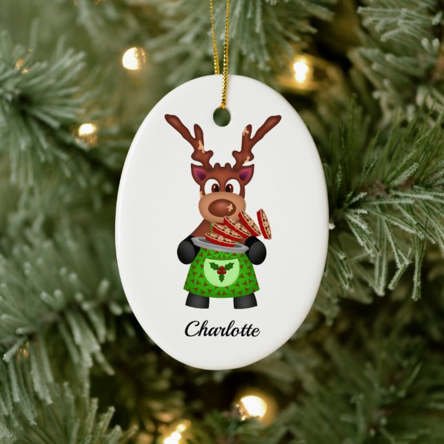 Kute, sluten julrenare anpassad julgransprydnad keramik (Träd)