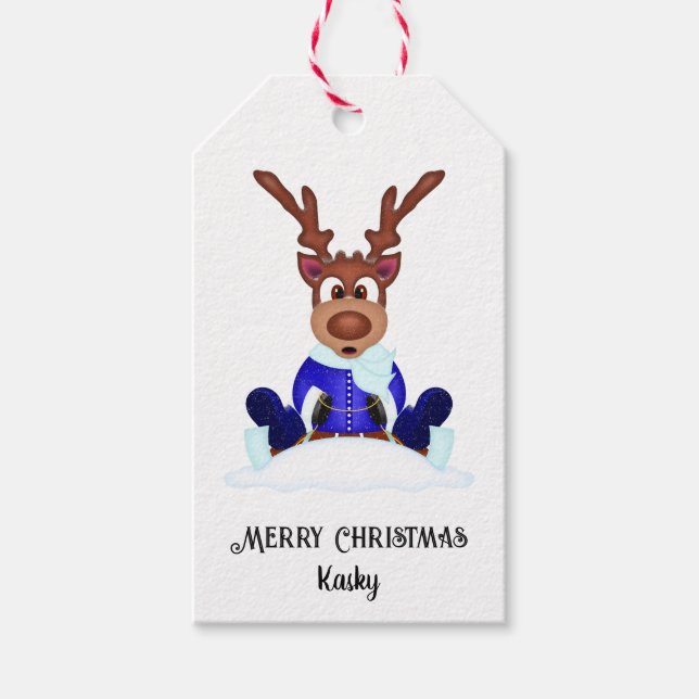 Kute, sluten julrenare anpassad presentetikett (Framsidan)