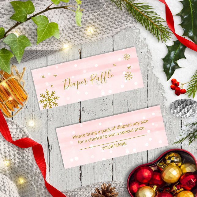 Kute Snöflingor Winter Baby Shower Diaper Raffle M Mini Visitkort (Skapare uppladdad)