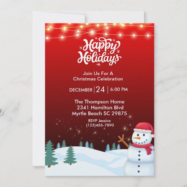 Kute Snögubbe julfest - inbjudan (Framsida)