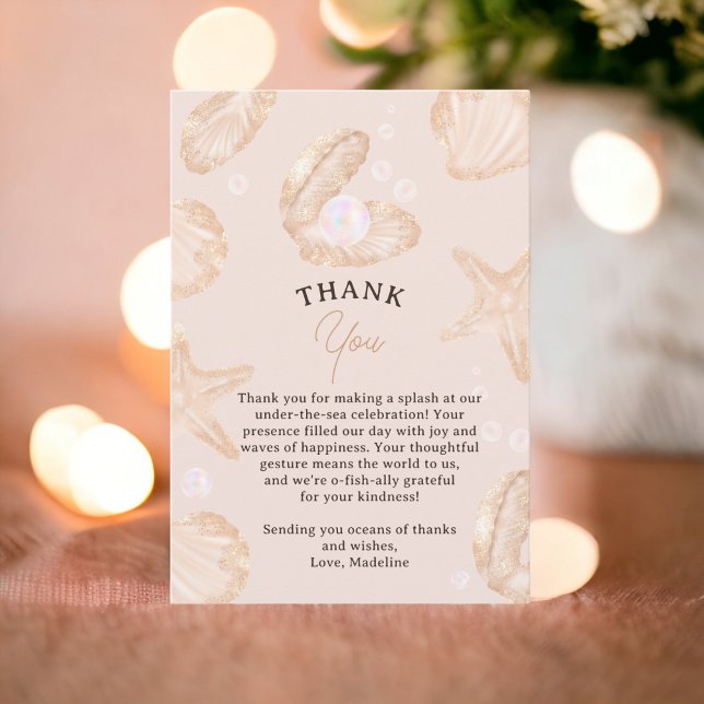 Kute sommarhavets lilla babydusch tack kort (Cute summer ocean little pearl baby shower thank you card)
