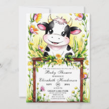 Kute stuvning Whimsical Cow Baby Shower