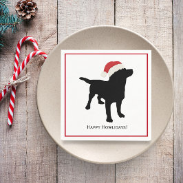 Kute Svart lab Hund med Jultomten jul Pappersservett