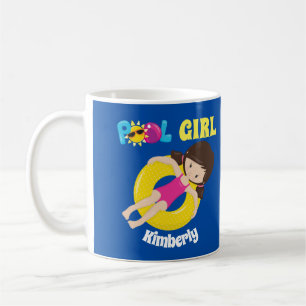 Kute Swimming Bassäng Girl Anpassningsbar Simma Te Kaffemugg