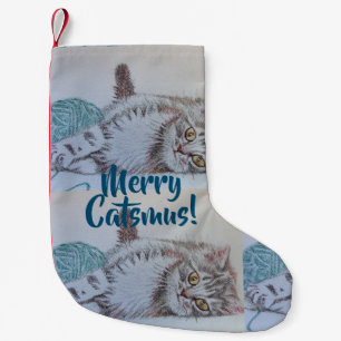 Kute Tabby katt Merry Catsmus julklapp Liten Julstrumpa