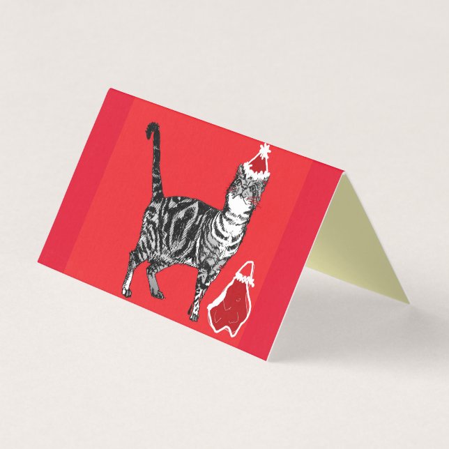 Kute Tabby katt Merry Catsmus-julkort Kort (Framsida)