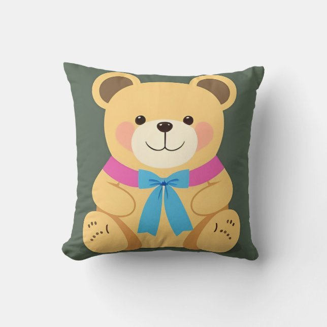 Kute Tecknad Bear Kudde (Framsida)