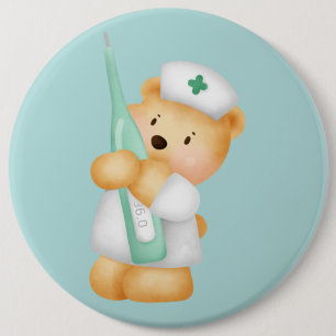 Kute Tecknad Bear Nurse  Knapp