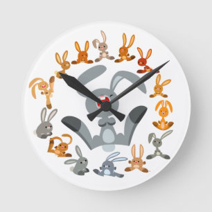 Kute Tecknad-kaniner Mandala Wall Clock Rund Klocka