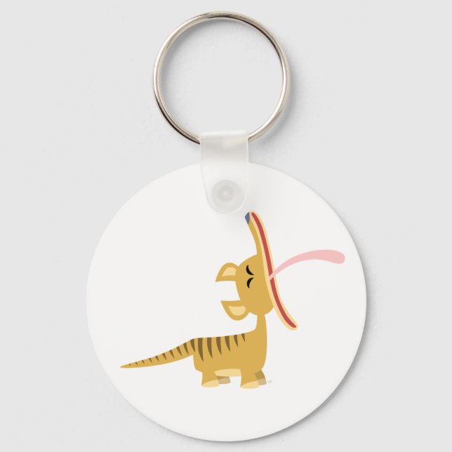Kute Tecknad Yawning Thylacine Keychain Nyckelring (Framsida)