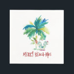 Kute Tropical Beach-jul Pappersservett<br><div class="desc">Att charma party-servetter från jul är perfekt för julfester eller en jul i juli-BBQ. Dekorera med pappra servetter från ön0stil med handdragna träd,  tropiska tomter och ord Merry Beach-mas. Unik vattenfärgsgrast och design av Victoria Grigaliunas från Do Berätta för A Belle.</div>