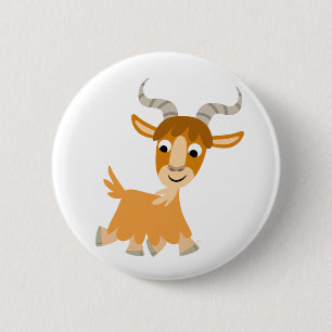 Kute Trotting Tecknad Goat Button Badge Knapp