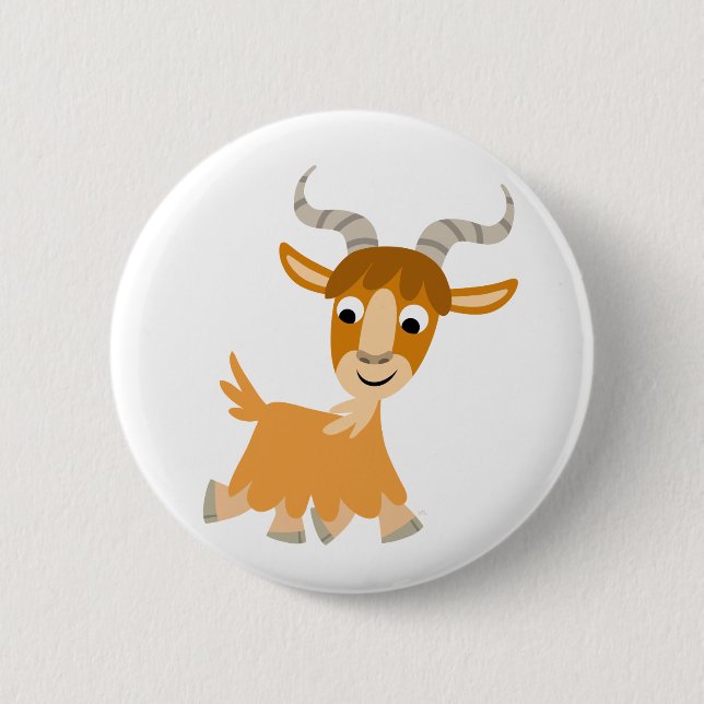 Kute Trotting Tecknad Goat Button Badge Knapp (Framsida)