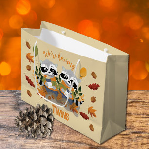 Kute Twin Raccoons Baby Shower Gift Bag