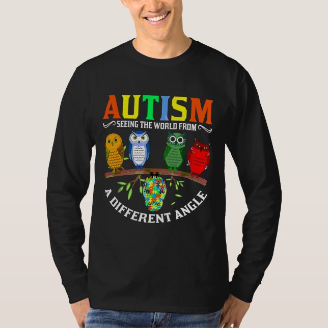 Kute Uggla Färg Puzzles Autism Awareness Kids Mana T Shirt (Framsida)
