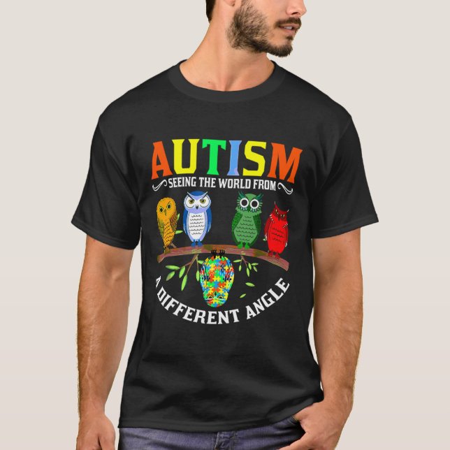 Kute Uggla Färg Puzzles Autism Awareness Kids Mana T Shirt (Framsida)