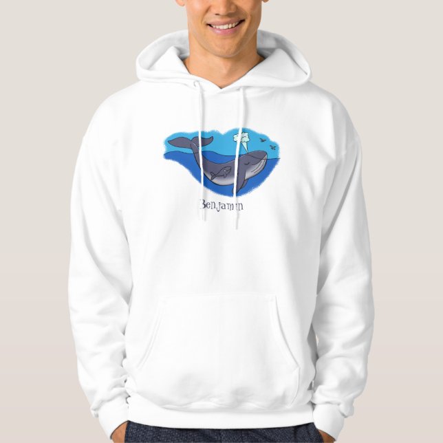 Kute val och vit kalv tecknad hoodie (Framsida)