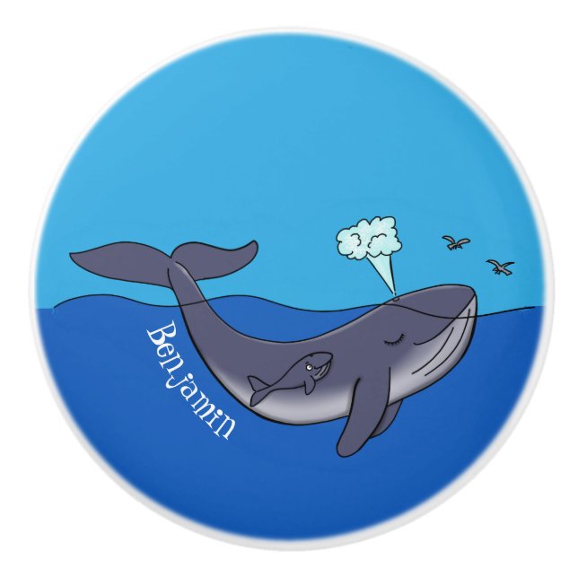 Kute val och vit kalv tecknad knopp (Framsidan)