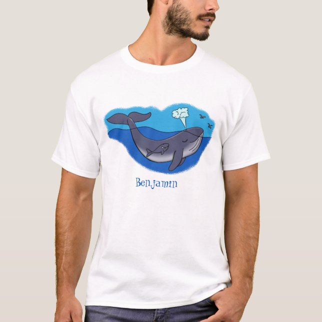 Kute val och vit kalv tecknad t shirt (Framsida)