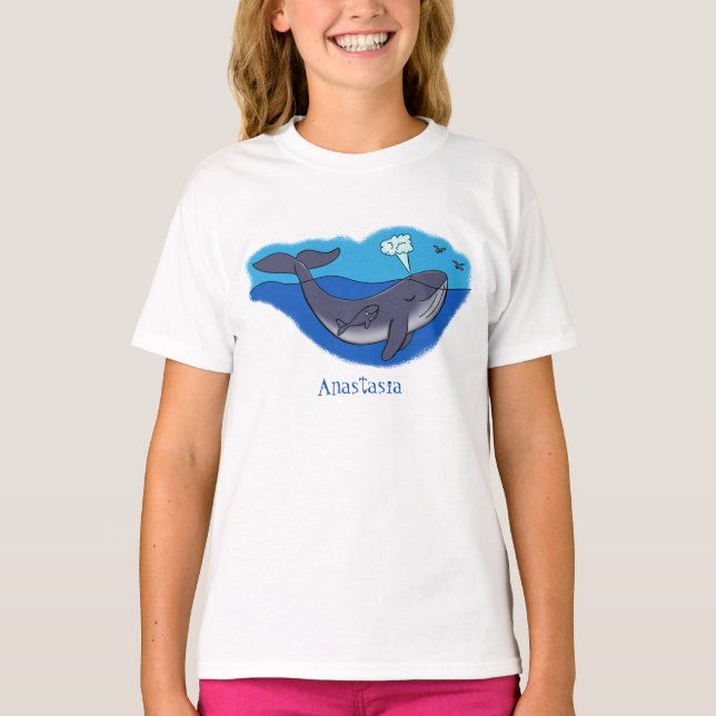 Kute val och vit kalv tecknad t shirt (Framsida)