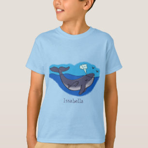 Kute val och vit kalv tecknad t shirt