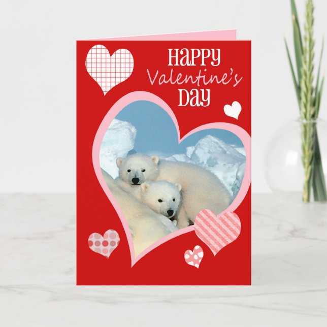 Kute Valentine Day Card, Polar Bears Helgkort (Framsida)