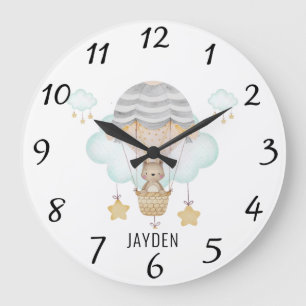 Kute vattenfärgsbeläggning i Luftballong Nursery Stor Klocka