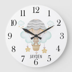 Kute vattenfärgsbeläggning i Luftballong Nursery Stor Klocka