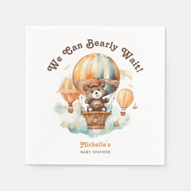 Kute vattenfärgsbjörn med babyskor för ballonger pappersservett (Framsidan)