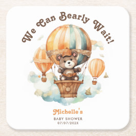 Kute vattenfärgsbjörn med babyskor för ballonger underlägg papper kvadrat