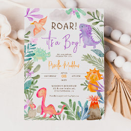 Kute vattenfärgsdinosaurier Greenery boydusch Inbjudningar