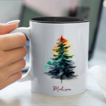 Kute vattenfärgsfesten grönt gräs träd jul