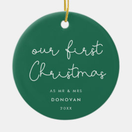 Kute, vismisk manus Vår första julfoto Julgransprydnad Keramik