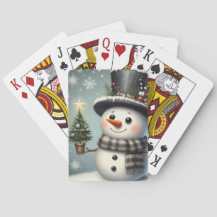 Kute, vit jul/vinter snögubbe casinokort