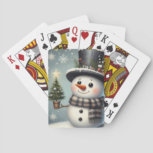 Kute, vit jul/vinter snögubbe casinokort (Baksidan)