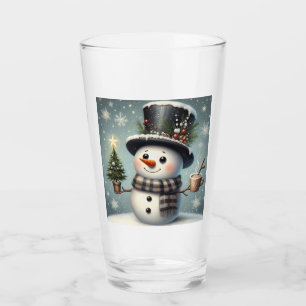 Kute, vit jul/vinter snögubbe glaskopp