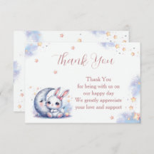 Kute, vit, liten kanin och en krescent silver måne