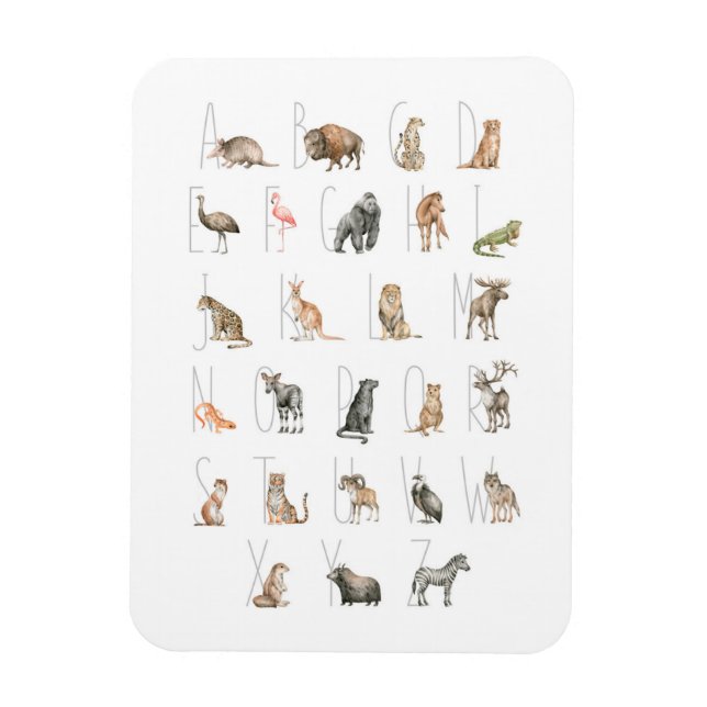 Kute Watercolor Animal Alphabet Magnet (Vertikal)