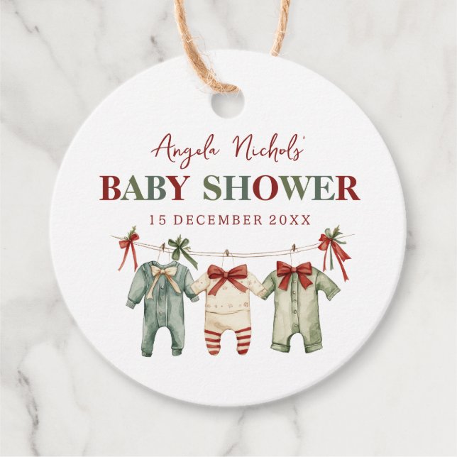 Kute Watercolor-Helgdag Baby Shower Gåvor Etiketter (Framsida)
