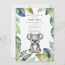 Kute Watercolor Koala Bear Baby Shower