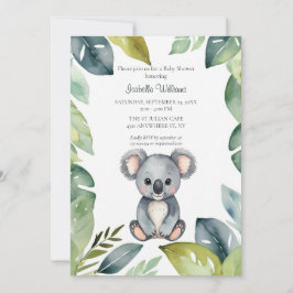 Kute Watercolor Koala Bear Baby Shower Inbjudningar