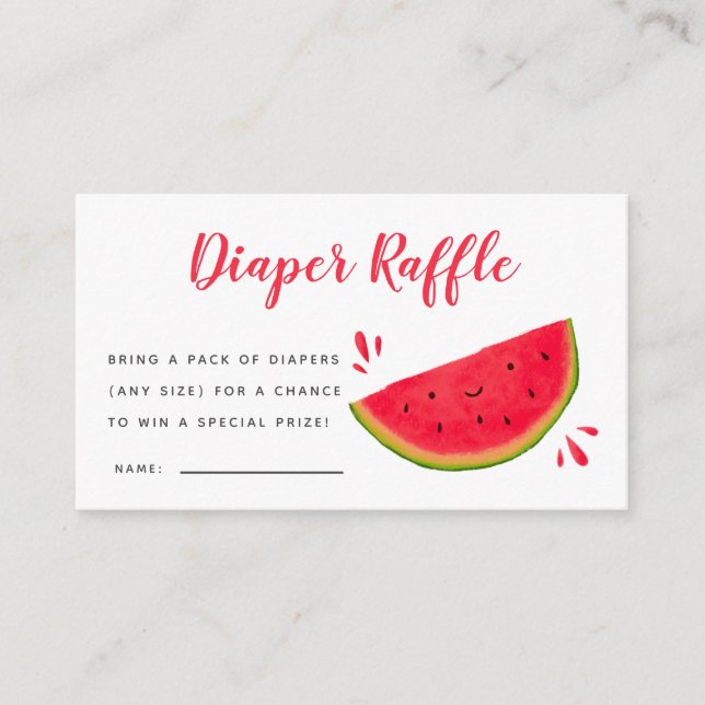 Kute Watermelon Baby Shower Raffle Biljett Tilläggskort (Framsida)