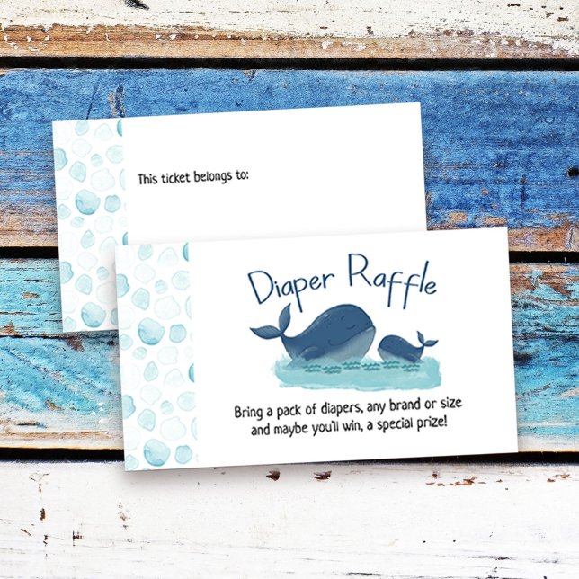 Kute Whale Baby Shower Raffle Tilläggskort (Diaper raffle tickets from my Happy Whale collection. Message if you need different items.)