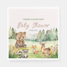 Kute Whimsical Neutralt Woodland Animal Baby Showe