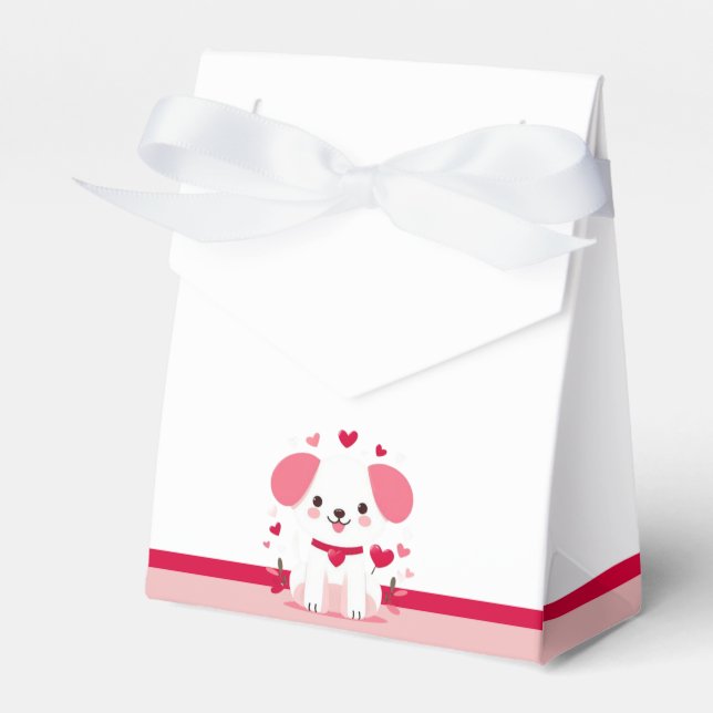 Kute whimsical Valentine's hund Favor Box Presentaskar (Framsidan Sidan)
