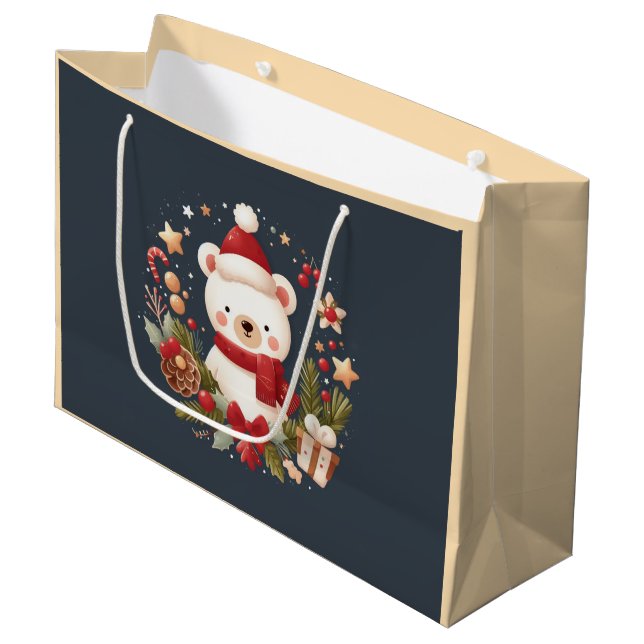 Kute/Whimsique Santa Bear Gift Bag (Framsidan Vinklad)