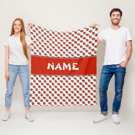 Kute White & Red Ladybugs Anpassat namn Kids Blank Fleecefilt